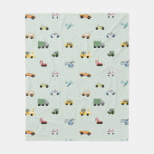 Boy truck, vehicle pattern フリースブランケット (正面)