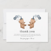 Boy Twins – ベアーズパーティーハット – サンキューカード 招待状 (正面)