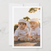 Boy Twins – ベアーズパーティーハット – 1st Birthday Photo 招待状 (裏面)