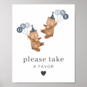 Boy Twins – ベアーズパーティー帽子 – 誕生日の好意サイン ポスター (正面)