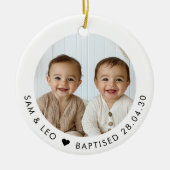 Boy Twins Baptism Photo Keepsake セラミックオーナメント (正面)
