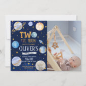 Boy Two The Moon誕生日写真 招待状 (正面)