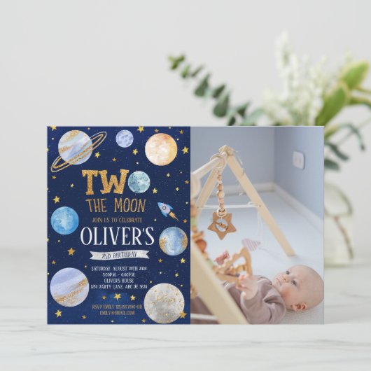 Boy Two The Moon誕生日写真 招待状 (スタンド正面)