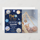 Boy Two The Moon誕生日写真 招待状 (正面/裏面)