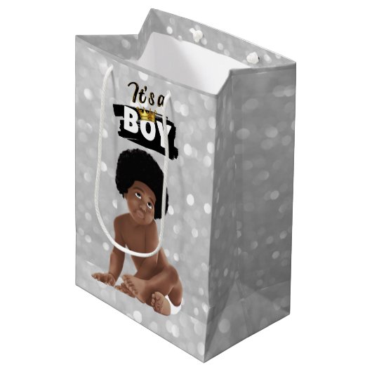 Boy Urban 90のヒップホップ・アフロー男の赤ちゃん ミディアムペーパーバッグ (正面アングル)