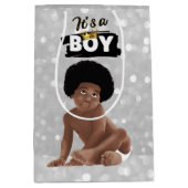 Boy Urban 90のヒップホップ・アフロー男の赤ちゃん ミディアムペーパーバッグ (正面)