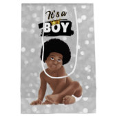 Boy Urban 90のヒップホップ・アフロー男の赤ちゃん ミディアムペーパーバッグ (裏面)