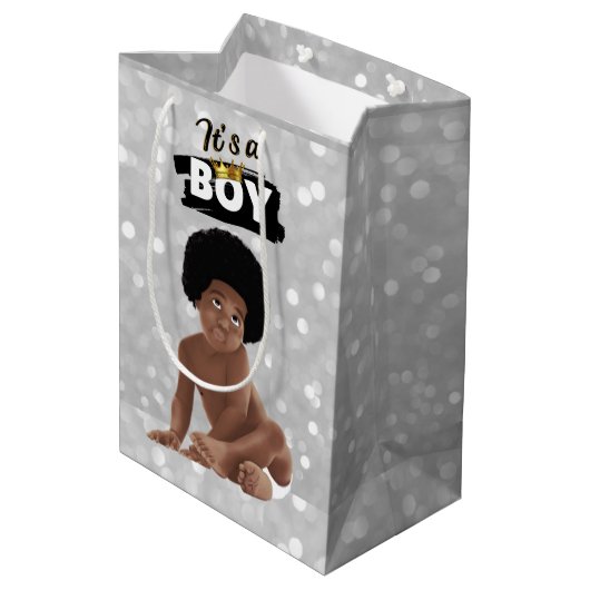 Boy Urban 90のヒップホップ・アフロー男の赤ちゃん ミディアムペーパーバッグ (裏面アングル)