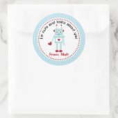 Boy Valentineスタンプ(ロボットとハート) ラウンドシール (バッグ)