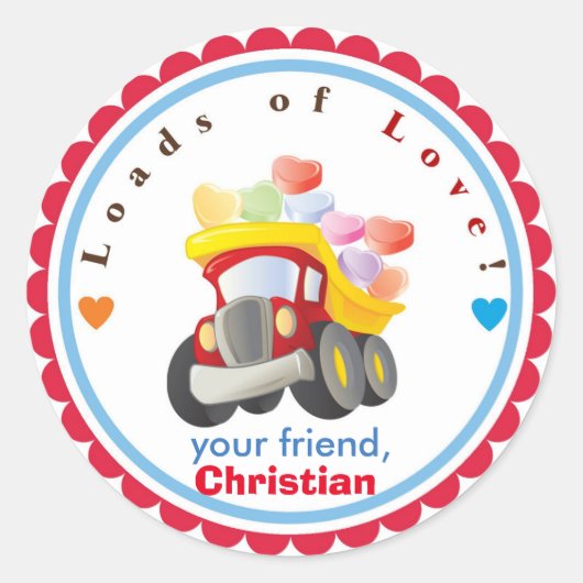 Boy Valentine's Dayスタンプ – Children Valentine ラウンドシール (正面)