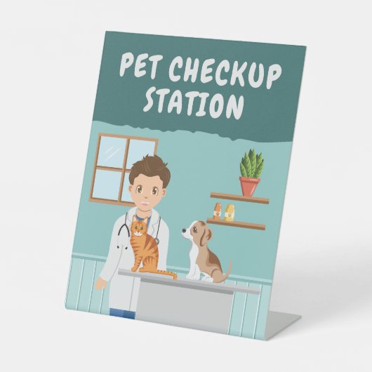 Boy Vet Pet Checkup Station Kids' Pretend Play 台座サイン (正面)