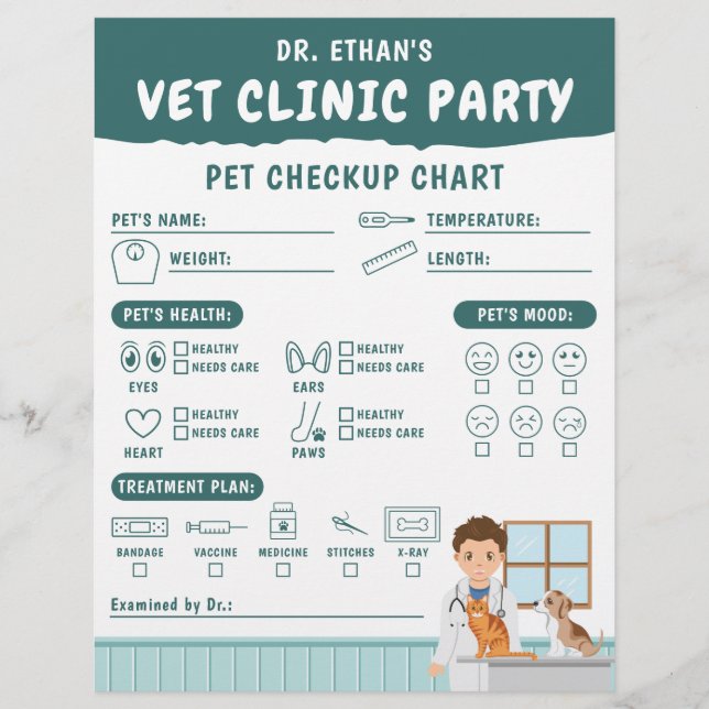 Boy Vet Pretend Pet Checkup Chart Kids' Activity レターヘッド (正面)