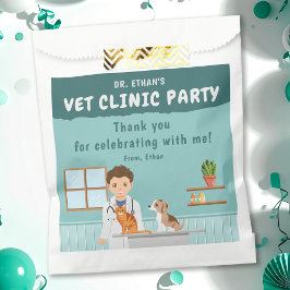 Boy Veterinarian Animal Clinic Birthday Thank You フェイバーバッグ