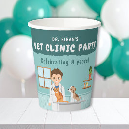 Boy Veterinarian Cartoon Pet Clinic Kids' Birthday 紙コップ