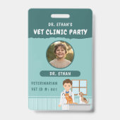 Boy Veterinarian ID Kids' Pretend Play Birthday バッジ (正面)