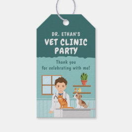 Boy Veterinarian Pet Clinic Birthday Thank You ギフトタグ