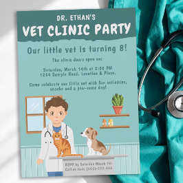 Boy Veterinarian Vet Animal Clinic Kids’ Birthday 招待状