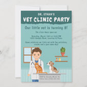 Boy Veterinarian Vet Animal Clinic Kids’ Birthday 招待状 (正面)