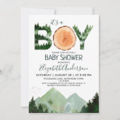 Boy Water Color Woodland Baby Shower 招待状 (正面)