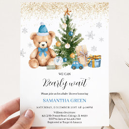 Boy We Can Bearly Wait クリスマス・ベビーシャワー 招待状