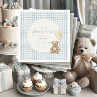 Boy We Can Bearly Wait Teddy Bear Baby Shower スタンダードカクテルナプキン