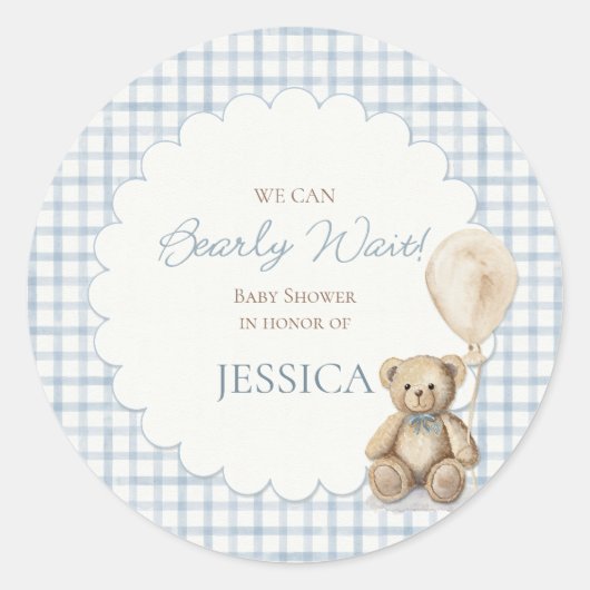 Boy We Can Bearly Wait Teddy Bear Envelope Seal ラウンドシール (正面)
