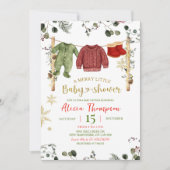 Boy Winter Clothes Merry Little Baby Shower 招待状 (正面)