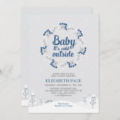 Boy Winter Wonderland Baby Shower, Navy Blue 招待状 (正面/裏面)