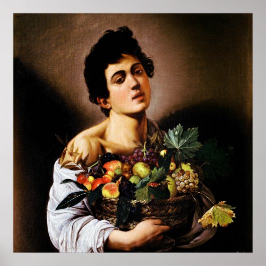 Boy with a Basket of Fruit by Caravaggio ポスター (正面)