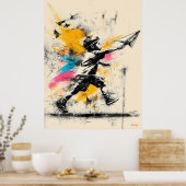 Boy with Paper Plane – Street Art Graffiti Poster ポスター (キッチン)