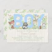 Boy Woodland Baby Animal Baby Shower 招待状 (正面/裏面)