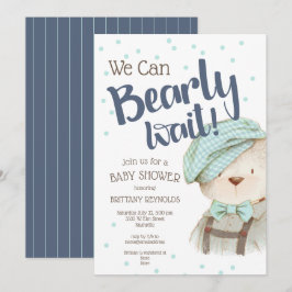 Boy Woodland Forest Bear Baby Shower 招待状
