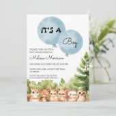 Boy Woodland Friendsの男の赤ちゃん・シャワー 招待状 (スタンド正面)