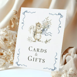 Boy Woodland Squirrel Cards Gifts Sign Baby Shower 台座サイン