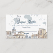 Boy World Map Airplane Diaper Raffle Baby Shower エンクロージャーカード (正面)