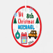 Boy Yearly Christmas Orange  Car メタルオーナメント (正面左)