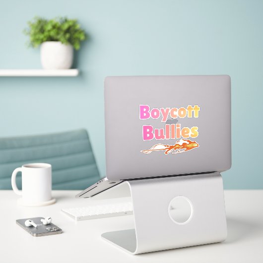 Boycott Bullies – Gradient Pink Yellow シール (デスク上のノートパソコン)