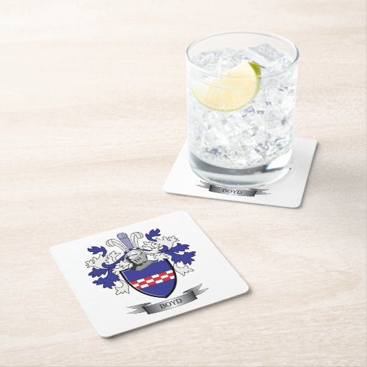 Boydの家紋の紋章付き外衣 スクエアペーパーコースター (インサイチュ)