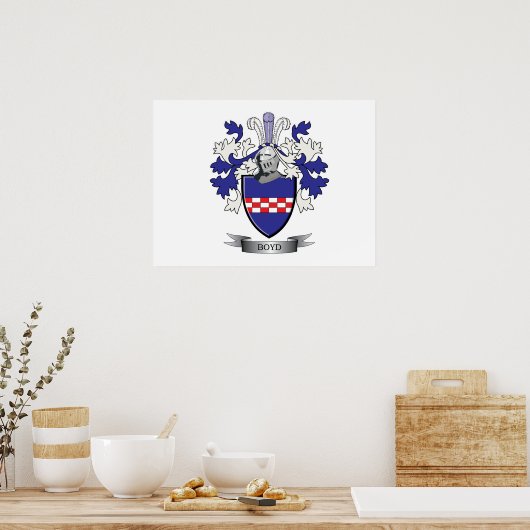 Boyd Family Crest Coat of Arms ポスター (キッチン)