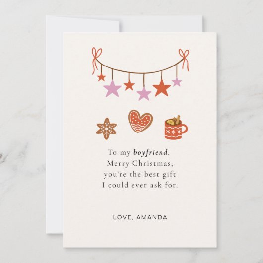 Boyfriend Christmas Card Cute Personalized シーズンカード (正面)