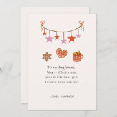 Boyfriend Christmas Card Cute Personalized シーズンカード (正面/裏面)