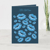 Boyish Blue Lip Print Flirtatious Fun カード (正面)