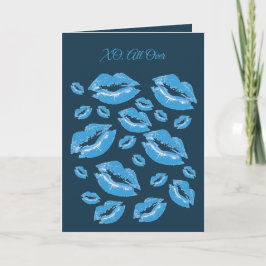 Boyish Blue Lip Print Flirtatious Fun カード