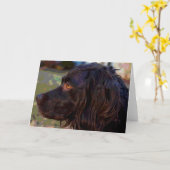 Boykinのスパニエル犬の写真の挨拶状 カード (黄色い花)