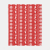 Boykinのスパニエル犬はクリスマスパターン赤のシルエットを描きます フリースブランケット (正面)