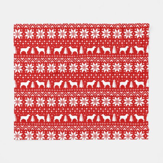 Boykinのスパニエル犬はクリスマスパターン赤のシルエットを描きます フリースブランケット (正面(横))