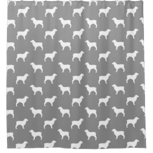 Boykinのスパニエル犬はパターン灰色のシルエットを描きます シャワーカーテン