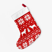 Boykinのスパニエル犬は犬の休日パターンのシルエットを描きます スモールクリスマスストッキング (裏面 (吊り時))