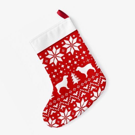 Boykinのスパニエル犬は犬の休日パターンのシルエットを描きます スモールクリスマスストッキング (裏面 (吊り時))