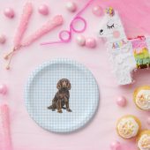 Boykin Party Plate, Dog Party, Blue Gingham ペーパープレート (パーティー)